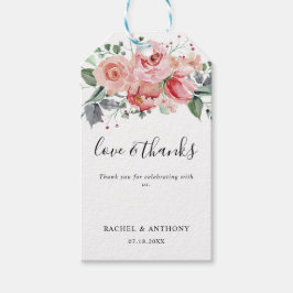Liebe & Dank Rosa Rose Hochzeit Blumenziton Geschenkanhänger