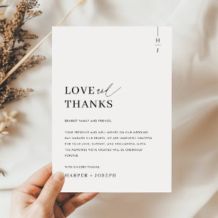 Liebe & Dank Simple Elegante Wedding Vielen Dank Platzkarte