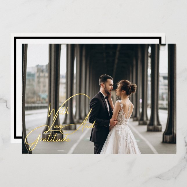 Liebe & Dankbarkeit Gold Foil Hochzeit Danke Karte (Vorderseite/Rückseite)