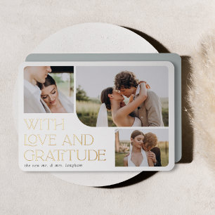 Liebe & Dankbarkeit Gold Foil Hochzeit Danke Karte