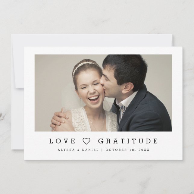 Liebe & Dankbarkeit Modernes Chic Foto Hochzeit Save The Date (Vorderseite)