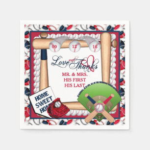 Liebe danke Baseball Wedding-CUSTOM NAPKINS Serviette
