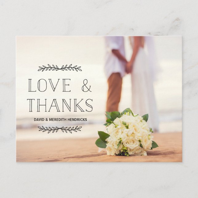 Liebe & Danke Black Overlay Foto Vielen Dank Postkarte (Vorderseite)