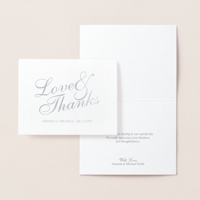 'Liebe&Danke' Elegant Wedding Danke Silver Folienkarte (Anzeige)