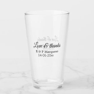 Liebe & danke fügen Ehegatten Namen Hochzeit hinzu Glas