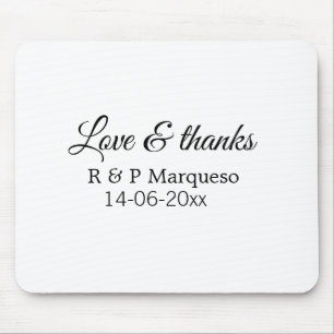 Liebe & danke fügen Ehegatten Namen Hochzeit hinzu Mousepad