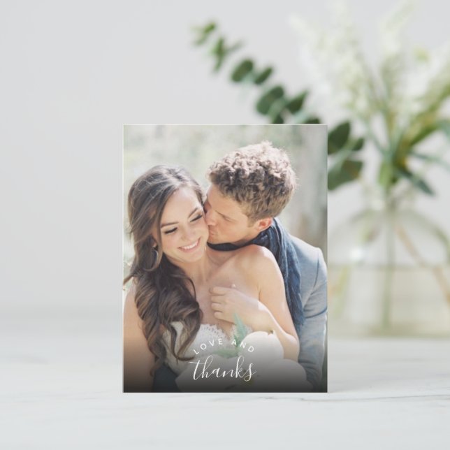 Liebe Danke für das moderne Foto Hochzeit Danke Postkarte (Stehend Vorderseite)