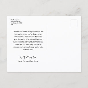 Liebe Danke Herz Schrift Baby Foto Geburt Postkarte