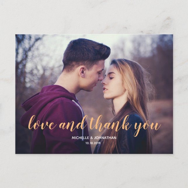 Liebe & Dankeschön - Hochzeit Foto danke Postkarte (Vorderseite)