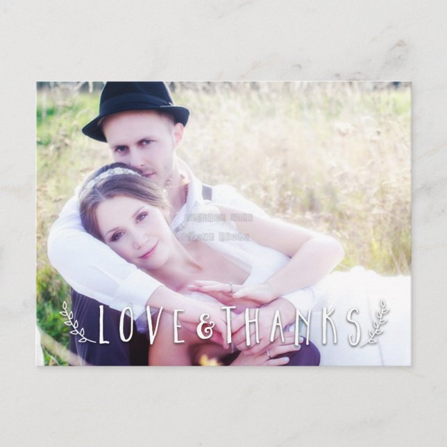 Liebe & Dankeschön-Overlay-Hochzeitskarte Foto Postkarte (Vorderseite)