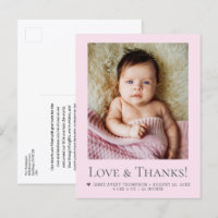 Liebe & Dankeschön Rosa Baby-Fotoankündigung