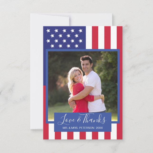 Liebe dankt patriotischem amerikanische dankeskarte (Vorderseite)