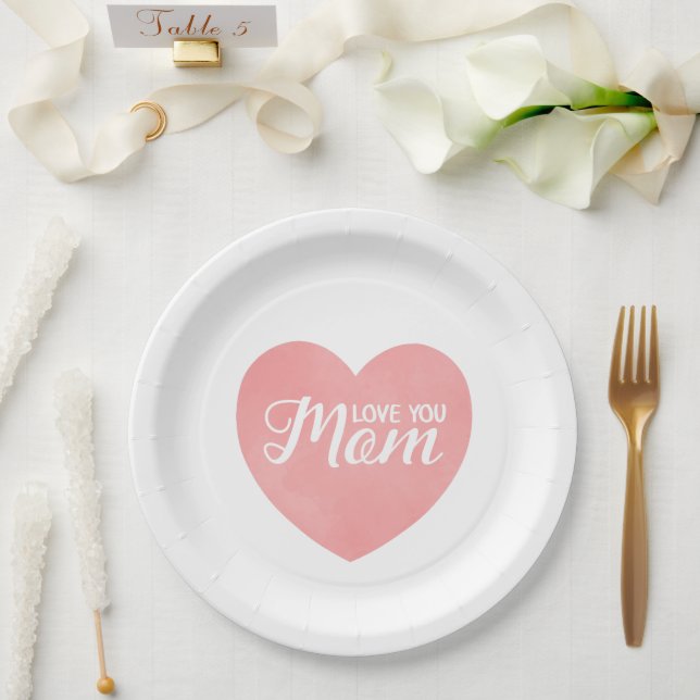 Liebe, dass ihr Mama schreibt, Mutter tagsüber ros Pappteller (Hochzeit)