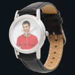 Liebe, dass ihr Mann Foto Armbanduhr<br><div class="desc">Vorlage für Ihr eigenes Foto eines Freundes, Mannes, Ehemanns. Mit dem Text: Liebe Sie. Sie können den Text ändern oder einen Namen einfügen. Ein großartiges Geburtstagsgeschenk oder Sake für sie. Schwarze Buchstaben.</div>