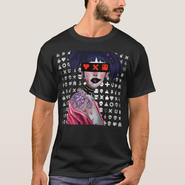 Liebe Death Robots Girl Style T-Shirt (Vorderseite)