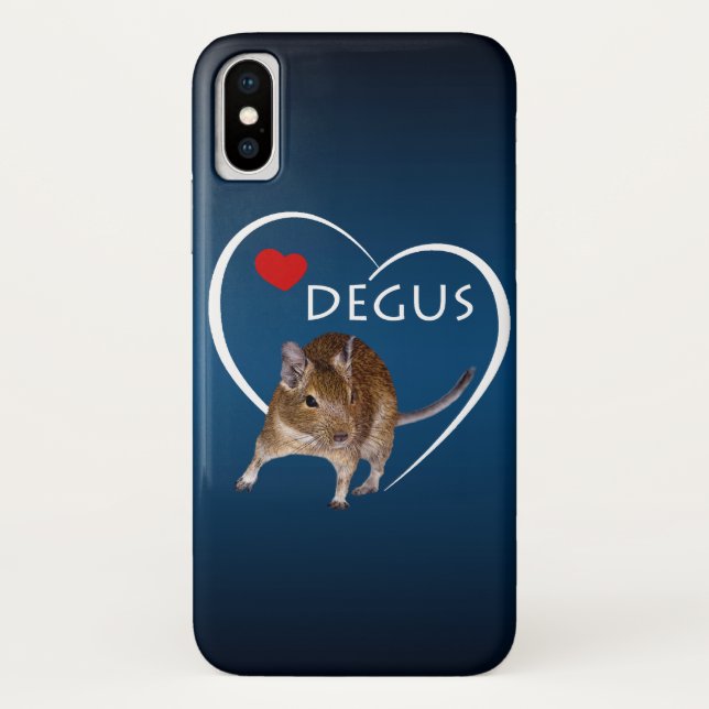 Liebe Degus iPhone X Case (hell/dunkelblau) (Rückseite)