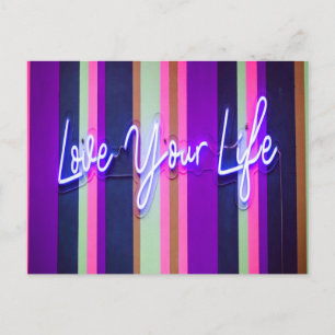 Liebe dein Leben farbenfrohe positive Worte Postkarte