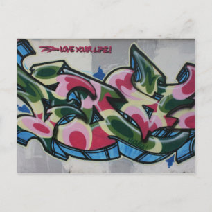 Liebe dein Leben Graffiti Postkarte