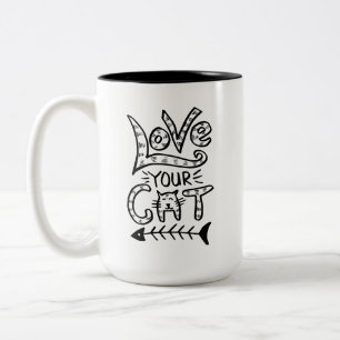Liebe deine Katze Süße Minimalistische Katzen-Tass Zweifarbige Tasse