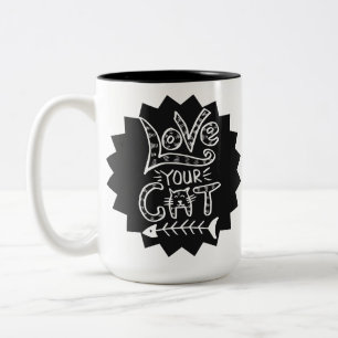 Liebe Deine Katze Süßes Zitat Design Zweifarbige Tasse