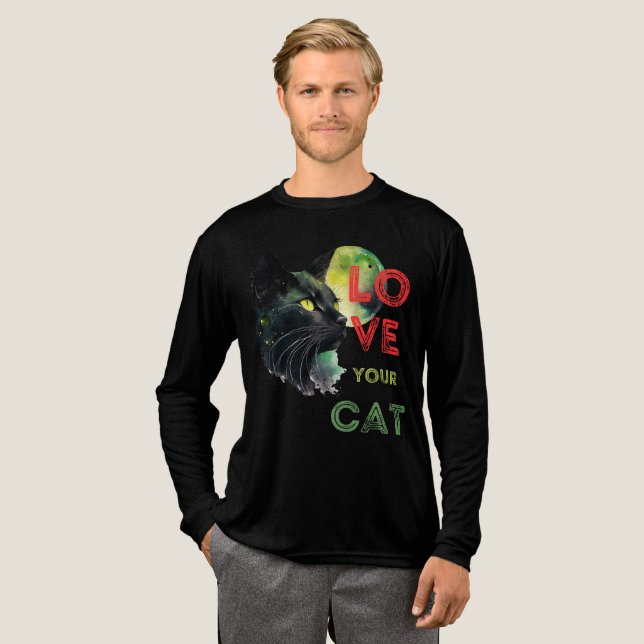 Liebe deine Katze Tri-Blend Shirt (Volle Vorderseite)