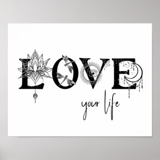 Liebe deines Lebens Stars Lotus moon Libellen Poster