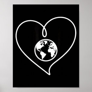 Liebe den Planeten Erde Herz Globus Minimalist Poster