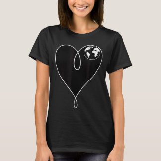 Liebe den Planeten Erde Herz Globus Minimalist T-Shirt