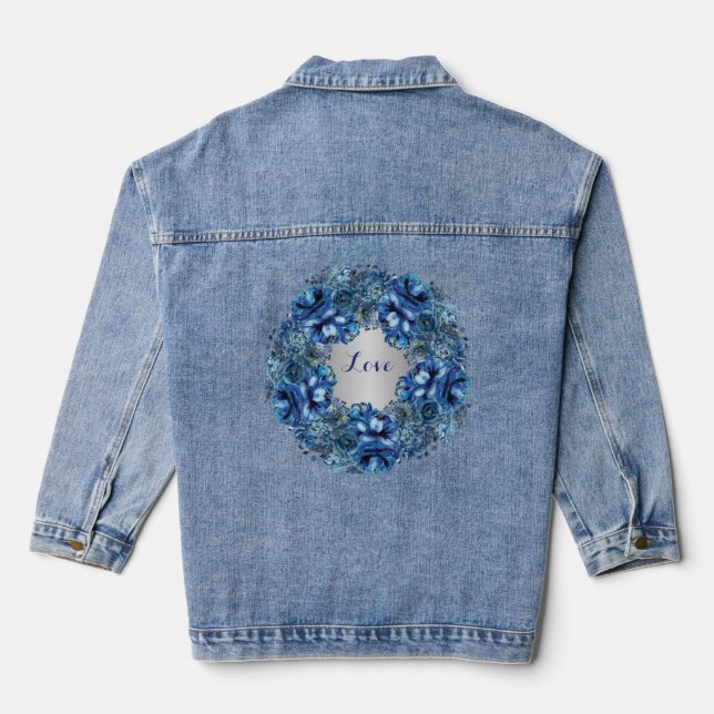 Liebe Denim Jacket mit Blue Wreathe Design Jeansjacke (Rückseite)
