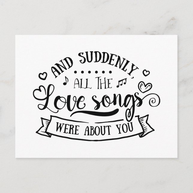 Liebe, Denken Sie an Sie, Miss Sie, Hochzeit Postkarte (Vorderseite)