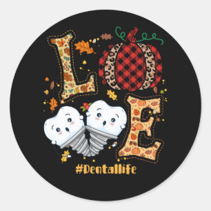 Liebe Dental Life Pumpkin Tooth Zahnarzt fallen Da Runder Aufkleber
