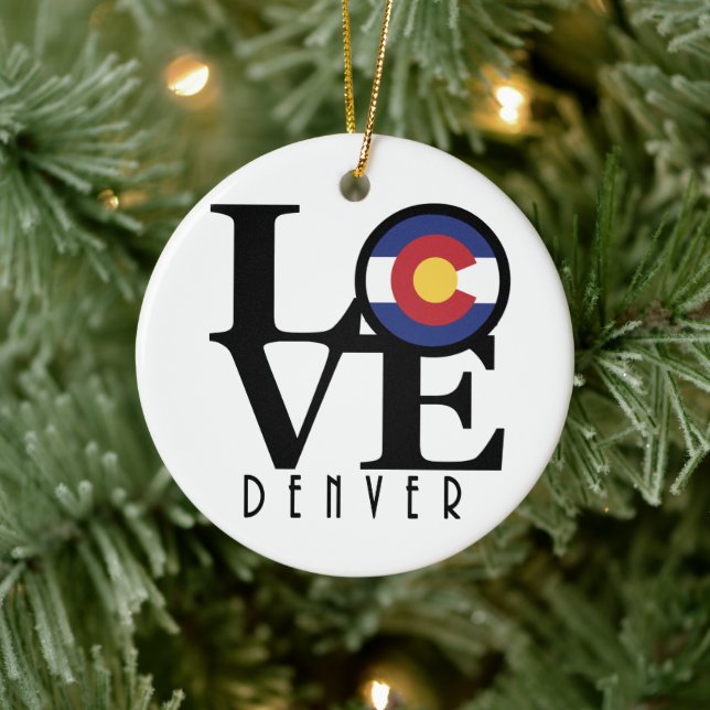 LIEBE Denver Colorado Keramik Ornament (Baum)
