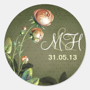 Liebe der alten Hochzeitstickereien Runder Aufkleber
