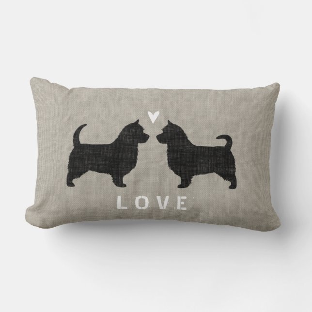 Liebe der australischer Terrier-Silhouette-(lange Lendenkissen (Vorderseite)