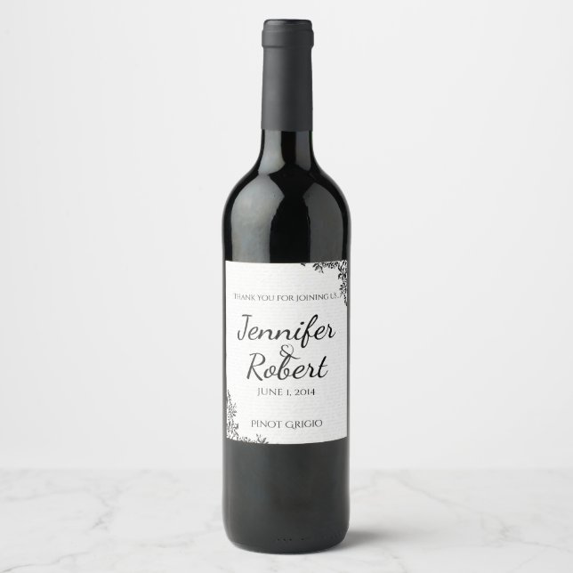 Liebe der Black Rose Letter Wedding Wine Label Weinetikett (Vorderseite)