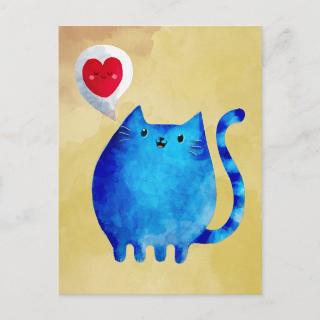 Liebe der Blue Kitty Cat Postkarte (Vorderseite)