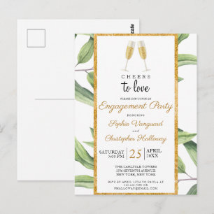 Liebe der Champagne Greenery Engagement Party Postkarte