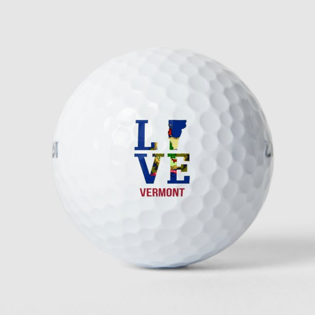 Liebe der Flagge des Staates Vermont Golfball (Vorderseite)