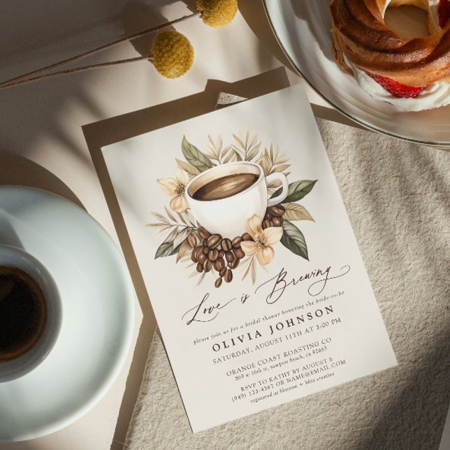 Liebe der Flora ist Brautparty brauen Einladung (Easily personalize this beautiful coffee theme bridal shower invitation for the perfect event!)