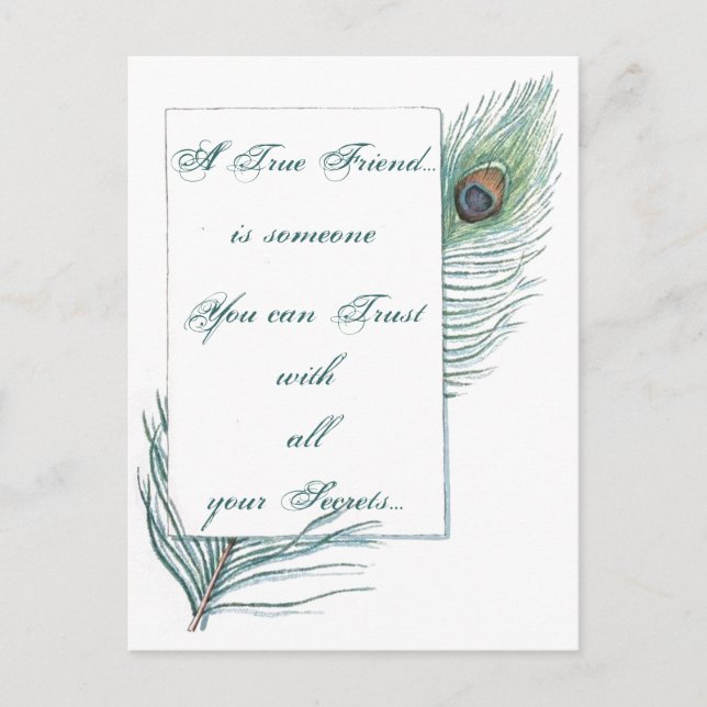 Liebe der Freundschaft Zitat Inspiration Pfau Postkarte (Vorderseite)