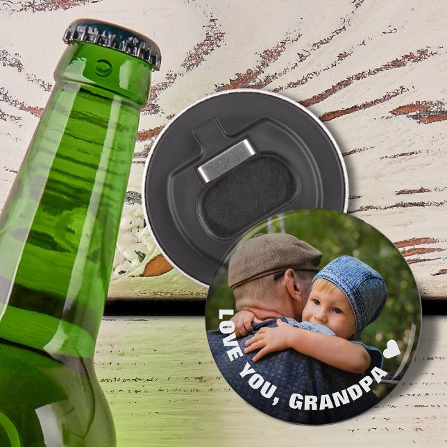 Liebe der Großeltern Sie Großes Foto Flaschenöffner (Grandparents Day Love You Grandpa Photo Bottle Opener)
