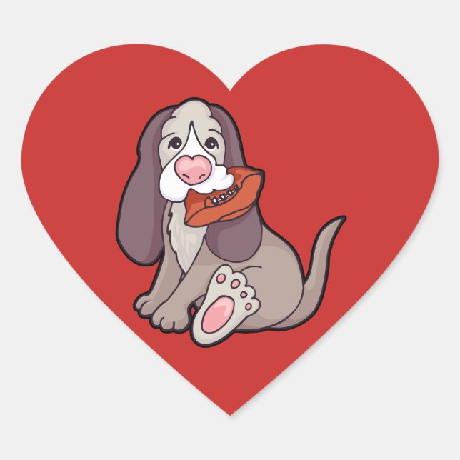 Liebe der Hundekugel platzen grafische rote Aufkle Herz-Aufkleber (Vorderseite)