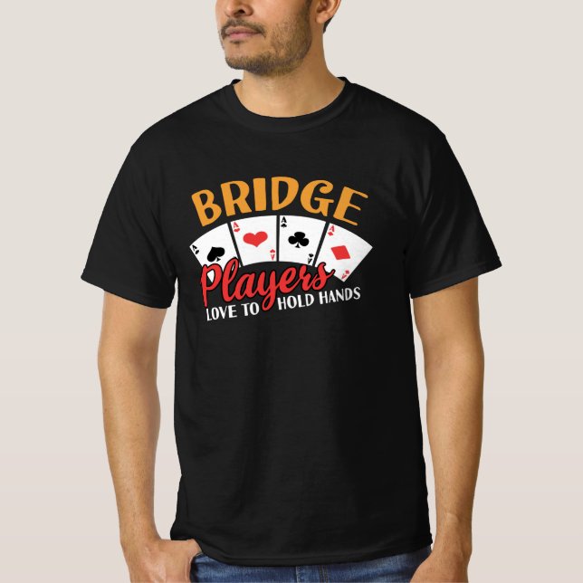 Liebe der lustigen Bridge-Spieler, Hände zu halten T-Shirt (Vorderseite)