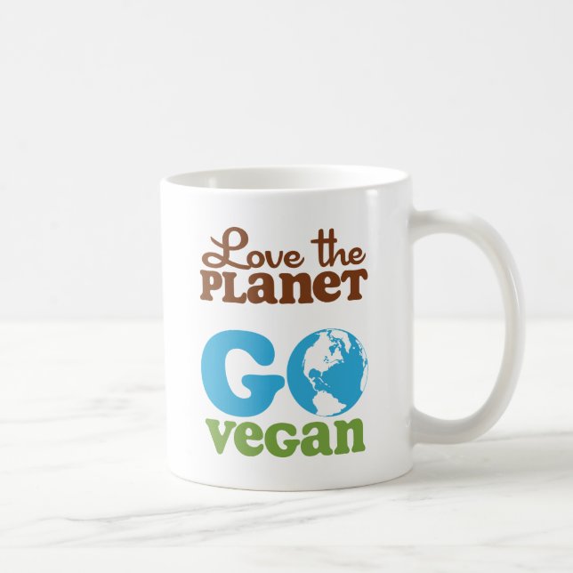Liebe der Planet gehen vegan Kaffeetasse (Rechts)