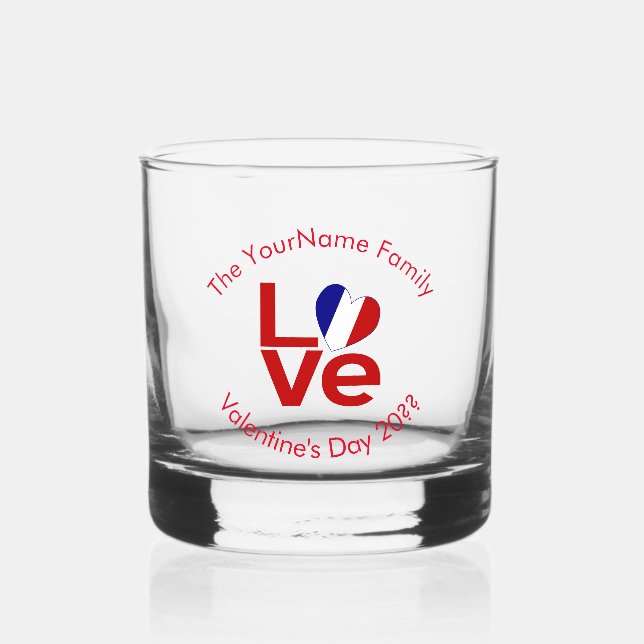 Liebe der Rotbriefe für französische Flaggen Perso Whiskyglas (Vorderseite)