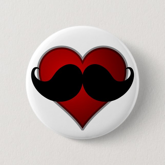 LIEBE DER Schnurrbart STACHE Herz-w/Mustache Button (Vorderseite)