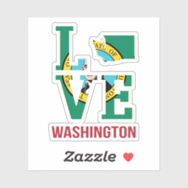 Liebe der Staatsflagge in Washington Aufkleber
