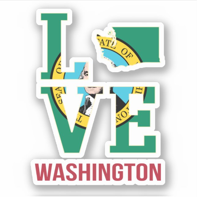 Liebe der Staatsflagge in Washington Aufkleber (Vorderseite)