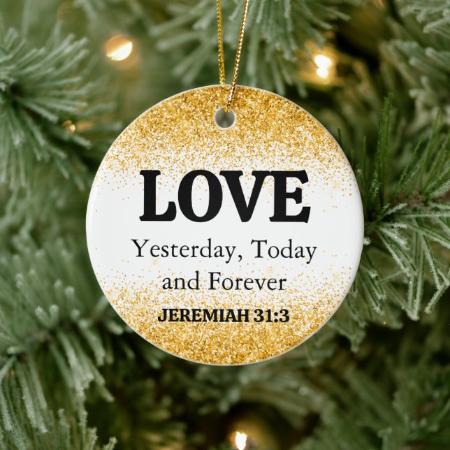 Liebe der Weihnachtsblume-Glitzer-Bibel Keramik Ornament (Baum)
