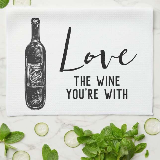 Liebe Der Wein, den Sie mit Wein haben Geschirrtuch (Gefaltet)